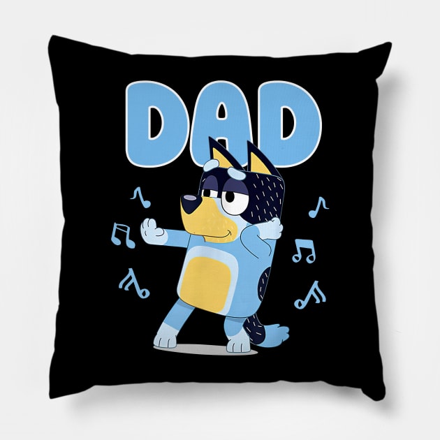 Bluey and Bingo dancing dad funny Pillow by Justine Nolanz