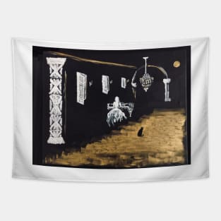 Pianist under the moon light Tapestry