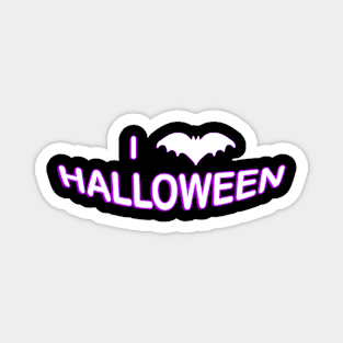 I Love Halloween (Bat) Purple White Magnet