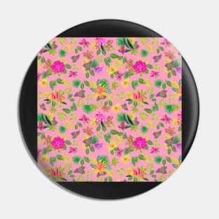 Tropical Flowers on Pink Background Pin