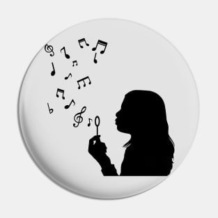 Blowing Musical Notes Pin