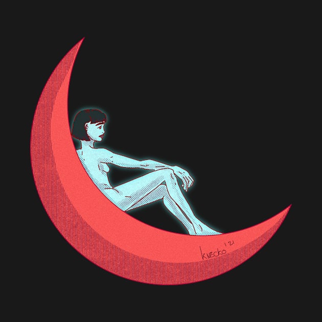 Girl on the moon without background by kunstknecko