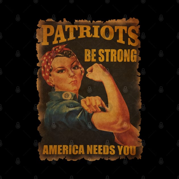 Vintage Rosie the Riveter USA Patriot Strong by wisataindo