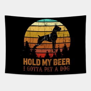 Holding My Beer I Gotta Pet This Boxer Tapestry