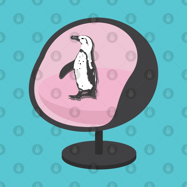 African Penguin Sitting on a Pink Egg Chair by Lisa Williams Design