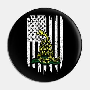 Distressed Flag & Don't Tread On Me White Pin