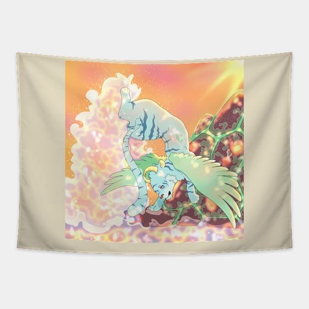 Blue winged tiger at the beach Tapestry by XoXy24