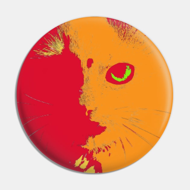 Red and orange retro abstract cat head illustration Pin by THESHOPmyshp