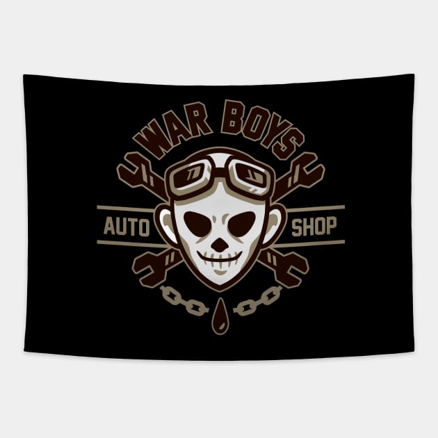 War Boys Auto Shop Tapestry by WinterArtwork