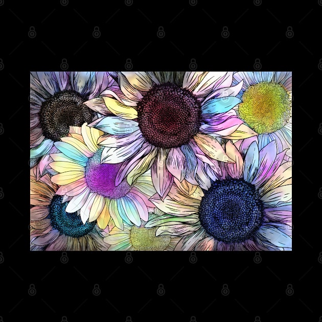 Rainbow Sunflower Pattern by HappyGiftArt