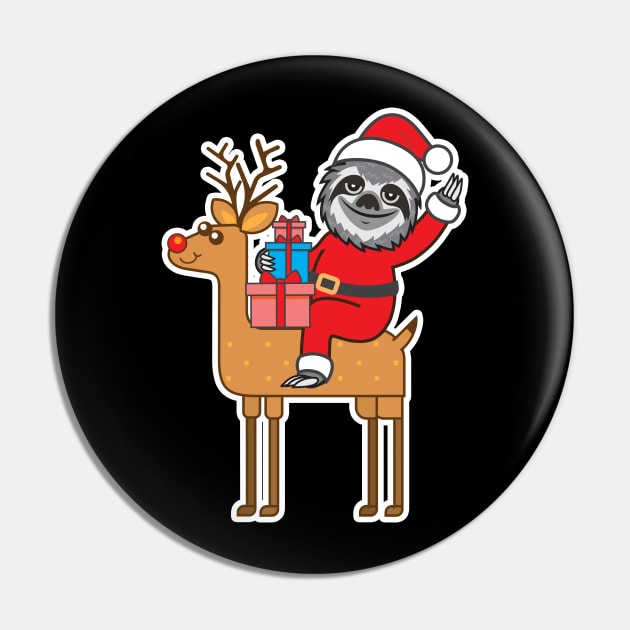 Sloth Santa Pin by Plushism