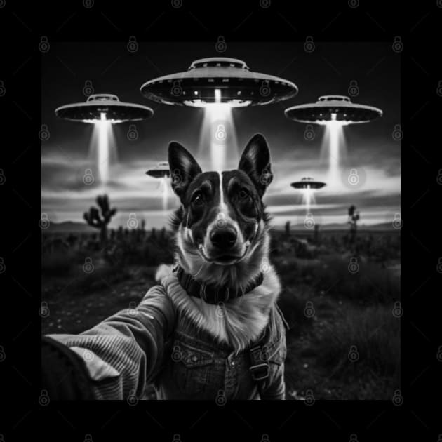 Selfie of Funny Dog And Aliens UFO - 2 by Megadorim
