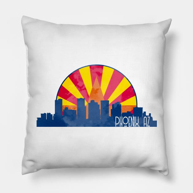 Phoenix Skyline Arizona Flag Design Pillow by zsonn