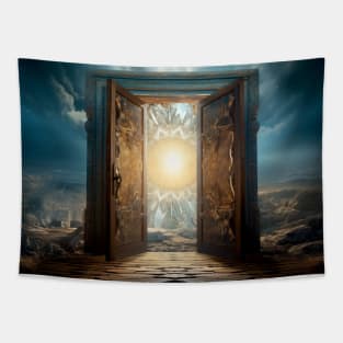 Door Gate Otherworldly Dimension Fantastic Landscape Surrealist Tapestry