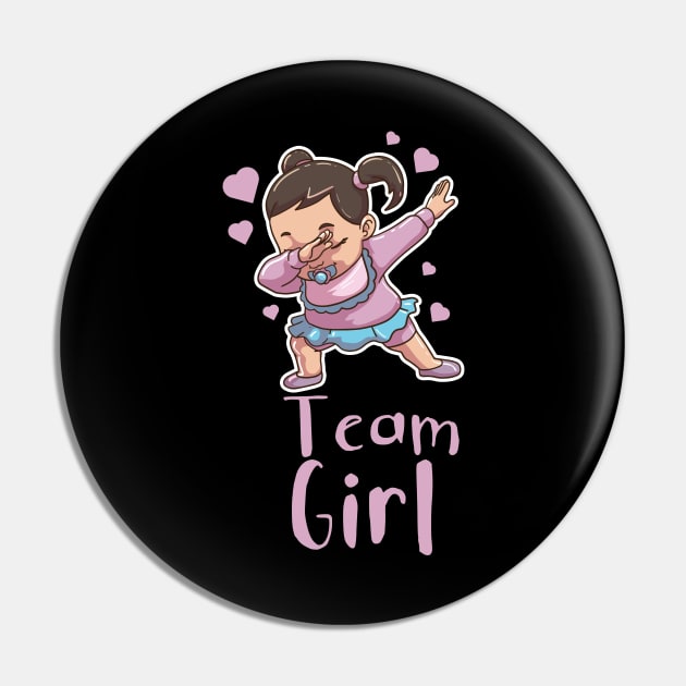 Gender Reveal Team Girl Baby Shower Dabbing Pin by KAWAIITEE