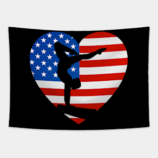 Patriotic Sports Gift American USA Flag Heart Boys & Girls Gymnastics Tapestry