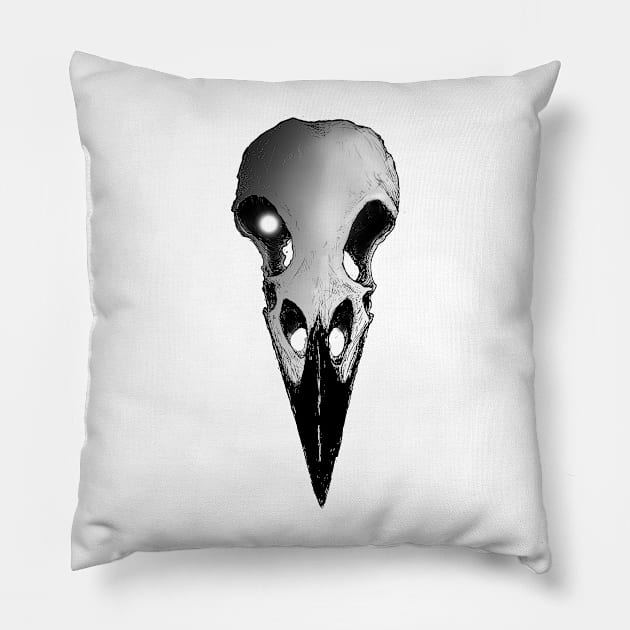 Dark Raven Skull Pillow by SpellsSell