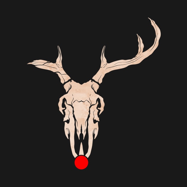 Rudolph Reindeer Skull With Red Nose Christmas Hallowxmas by SinBle