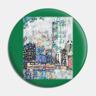 Pittsburgh Skyline / PPG / Smithfield Street Bridge original artwork by Tim Crowley Pin