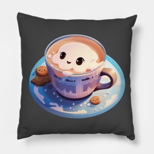 Cute Kawaii cup of cappucino with biscuits Pillow