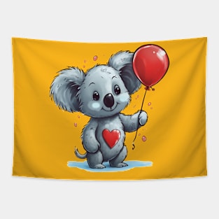 Koala bear with Red Balloon Tapestry