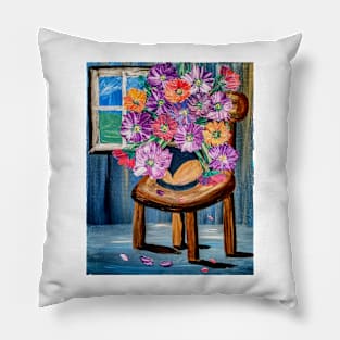 Flowers in the window Pillow