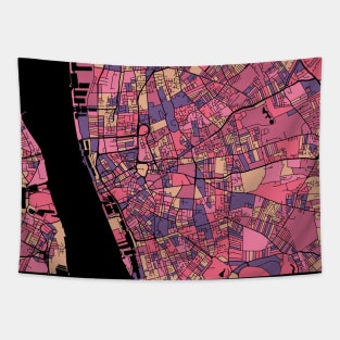Liverpool Map Pattern in Purple & Pink Tapestry