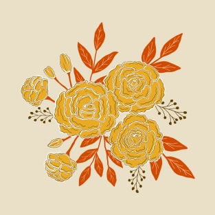 Delicate roses - Yellow on white background T-Shirt