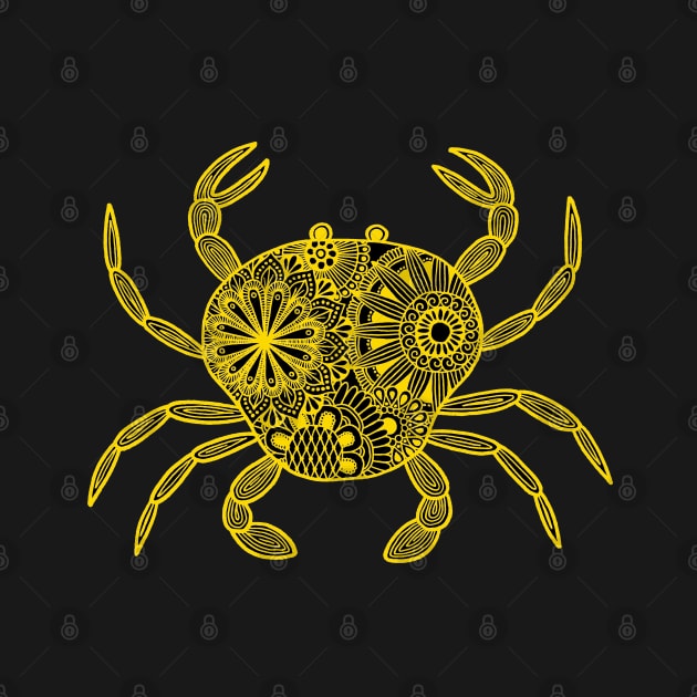 Mandala Crab (yellow and black inverted) by calenbundalas