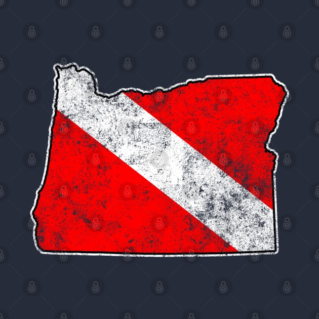 Oregon Dive Flag Scuba Diving State Map Dive Flag Distressed by TeeCreations