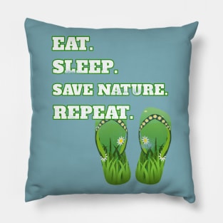 Eat Sleep Save Nature Repeat Distressed Cool Nature Lovers Gift Pillow