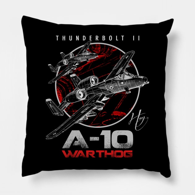 A-10 Thunderbolt II Warthog subsonic attack aircraft nicknamed Hog Us Air Force Fighterjet Pillow by aeroloversclothing