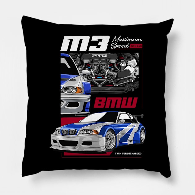 GTR E46 Maximum Speed Pillow by Harrisaputra