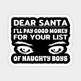 Dear Santa I'll Pay Good Money For Your List Of Naughty Boys T Shirt Magnet