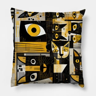artificial pikasso's cats - patchwork collage art experiment Pillow
