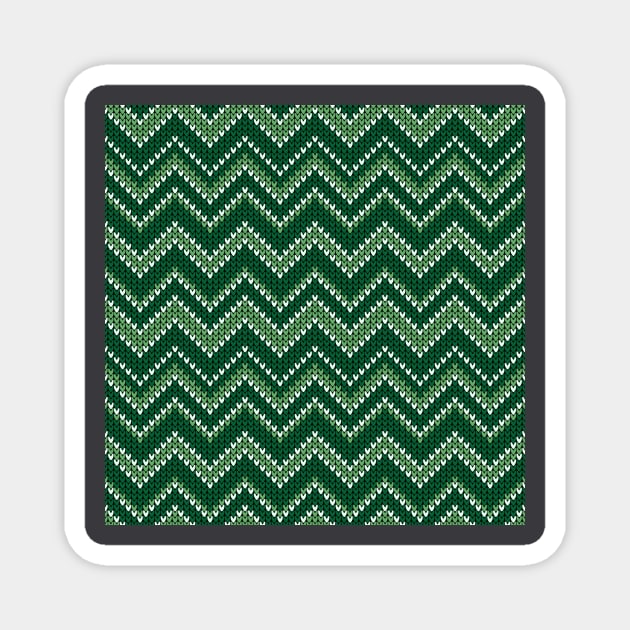 Retro Christmas green chevron knit Magnet by Dana Du