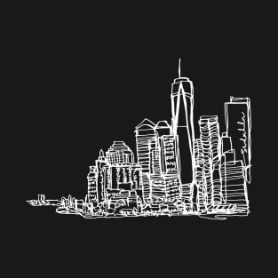 New York City Skyline (A Continuous Line Drawing in White Ink) T-Shirt