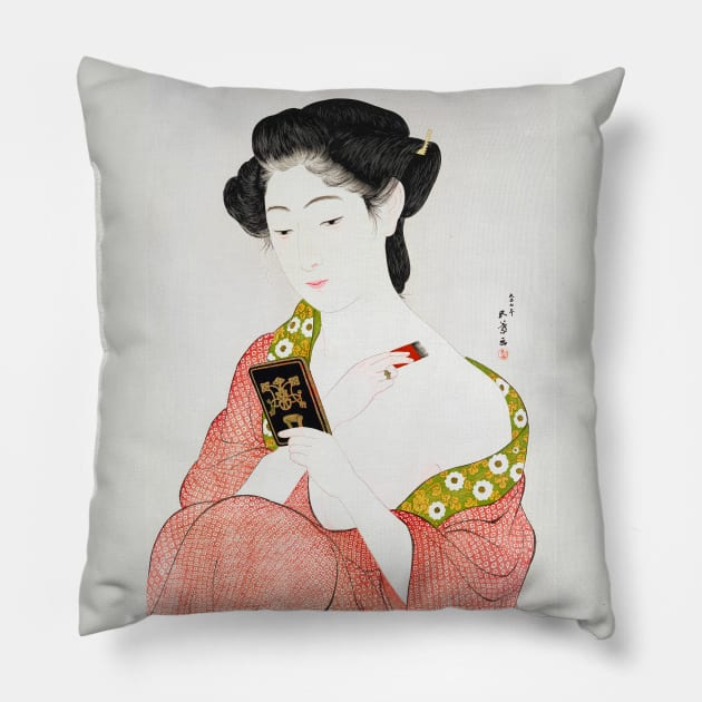 Japanese Woman Vintage Art Pillow by Geoji 