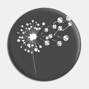 Baseball Paddle Lover Fan Dandelion Seeds Floral Art Gift T-Shirt Pin