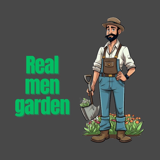 Cartoon design of a male gardener with humorous saying by CPT T's