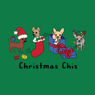 Green Christmas Chis - Smooth coat chihuahuas - Christmas Chihuahua Tee T-Shirt