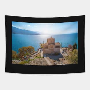 Church on the lake in Ohrid, North Macedonia Tapestry