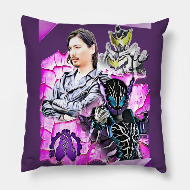 Kamen Rider Rogue Side-by-Side   (style #2) Pillow by BeatlesDiva