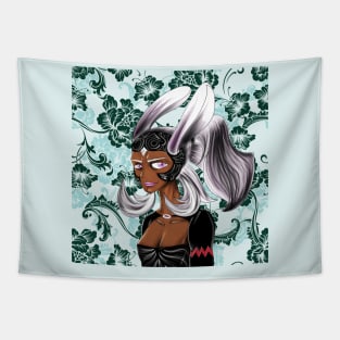 fran the archery woman in fantasy floral ecopop design wallpaper Tapestry