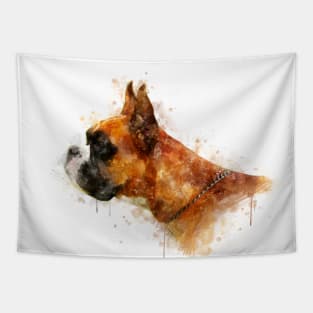 Boxer dog watercolor Tapestry