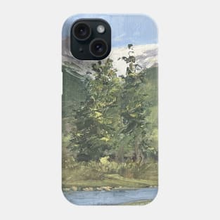 Mountains and Trees Oil on Canvas Phone Case