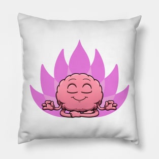 Meditating Brain Sitting With Lotus Background Pillow