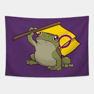 Intersex Pride Flag-Holding Frog Tapestry