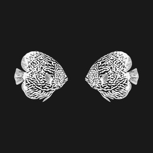 Discus Fish in Love - black and white fish design for animal lovers T-Shirt