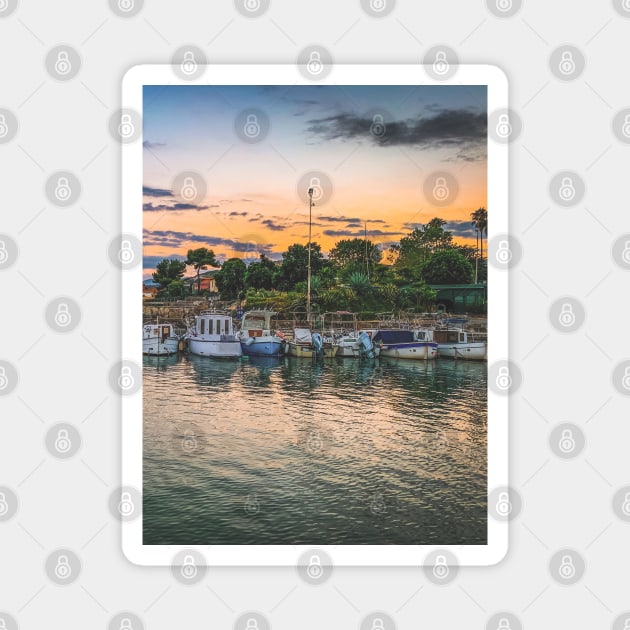 Sunset Sky Summer Seaport Boats Sailing Relax Magnet by eleonoraingrid